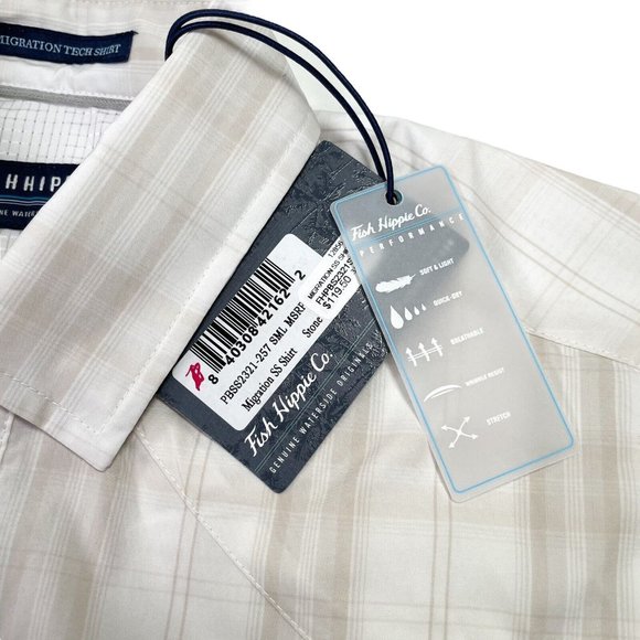 Fish Hippie Migration Tech Plaid Short Sleeve Button Up Shirt- Mens Small- NWT - Picture 4 of 10